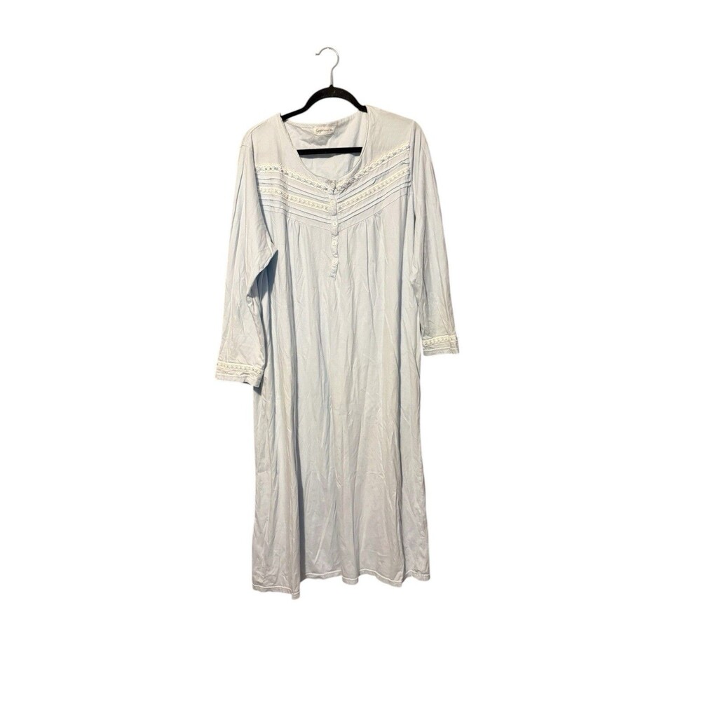 Keyocean Nightgown Cottagecore Coquette Lace Trim Button Sleep Dress XL